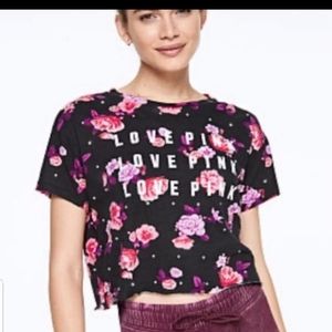 Victoria’s Secret pink Floral Crop Top sz L 🌸🌺